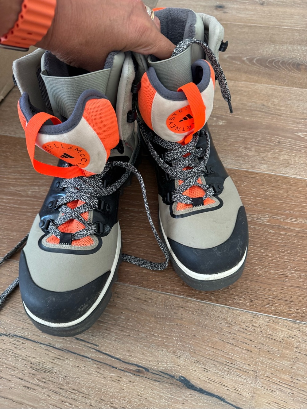 Adidas by Stella McCartney Tan, Black & Orange Winter/Rain Boots - Picture 3 of 7